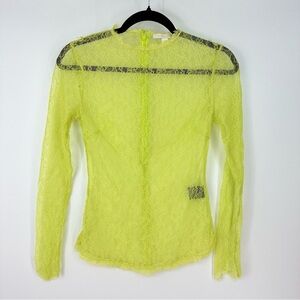 Jonathan Simkhai Sheer Lace Long Sleeve Full Length Zip Up Top